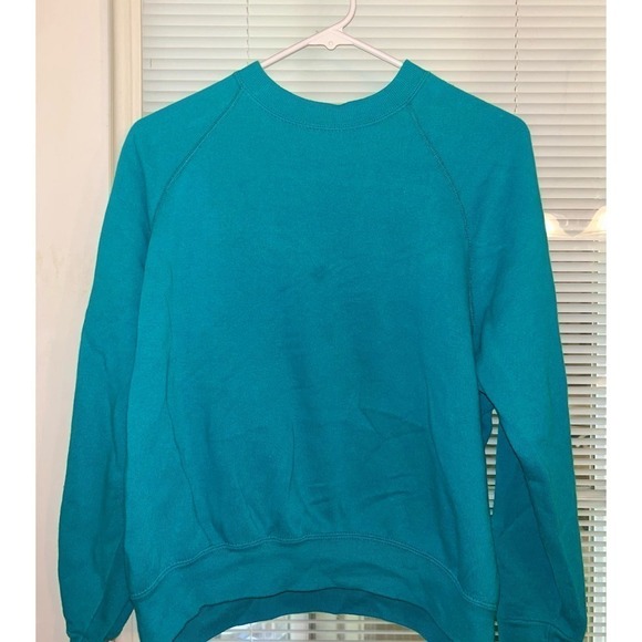 Vintage Teal BASSETT WALKER 90s Pullover Lightweight Sweatshirt Retro Y2k Small - Picture 5 of 9